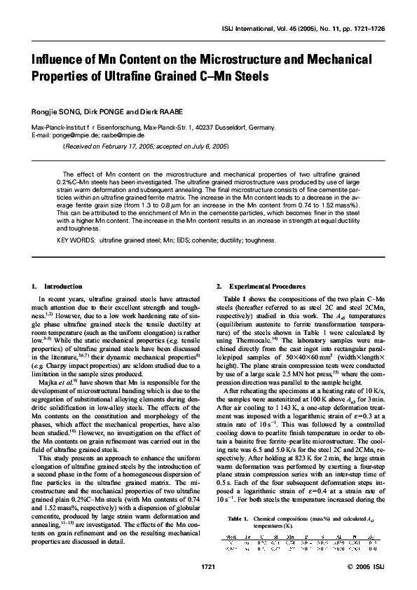 Influence of Mn Content on the Microstructure and