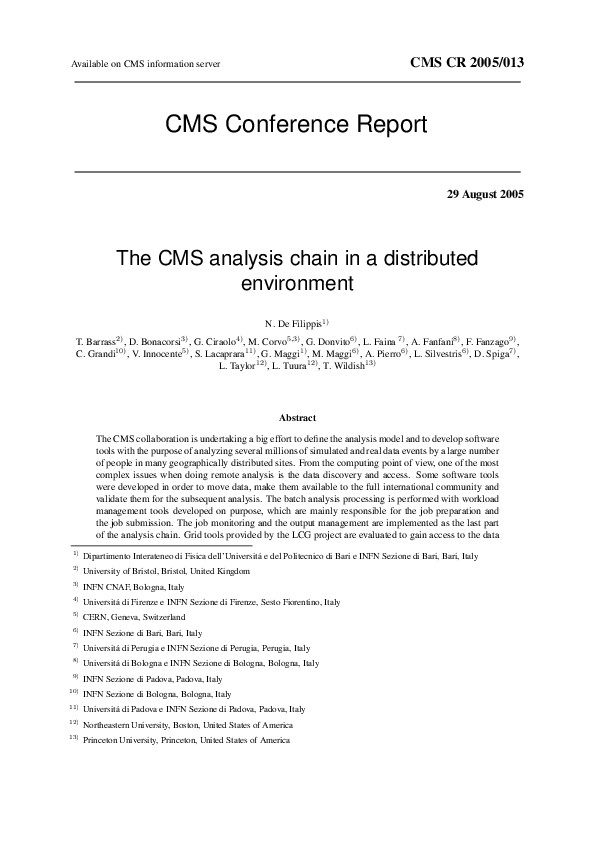 (PDF) The CMS Analysis Chain In a Distributed Environment
