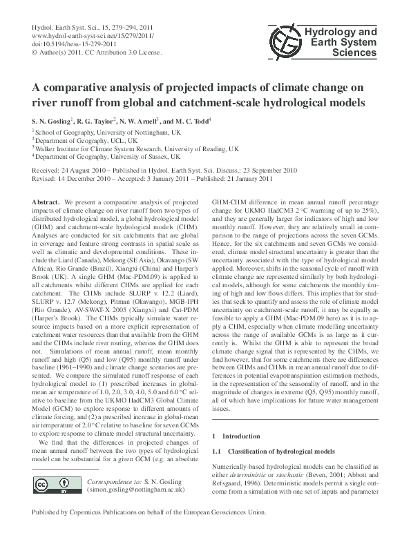 (PDF) A comparative analysis of projected impacts of climate change on ...