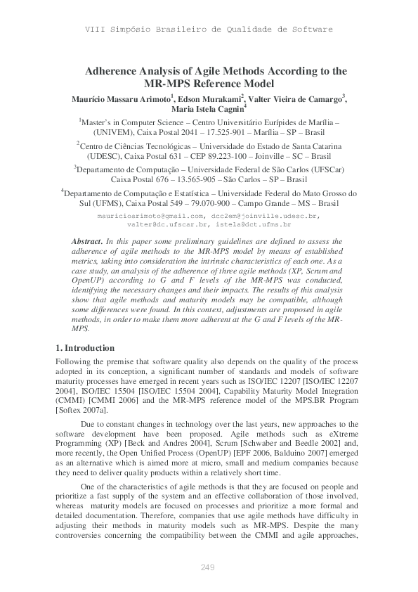 (PDF) Adherence Analysis of Agile Methods According to the MR-MPS ...