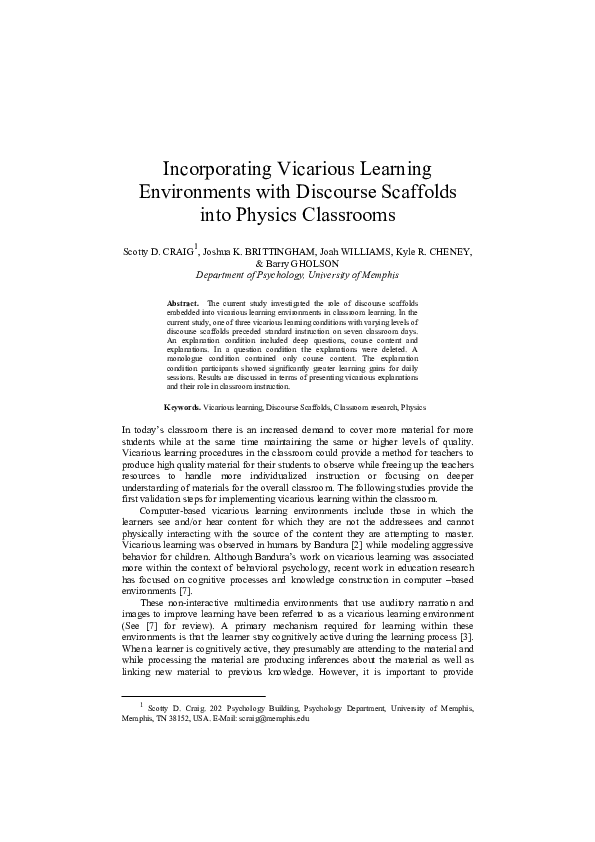 Modelling and vicarious learning picture