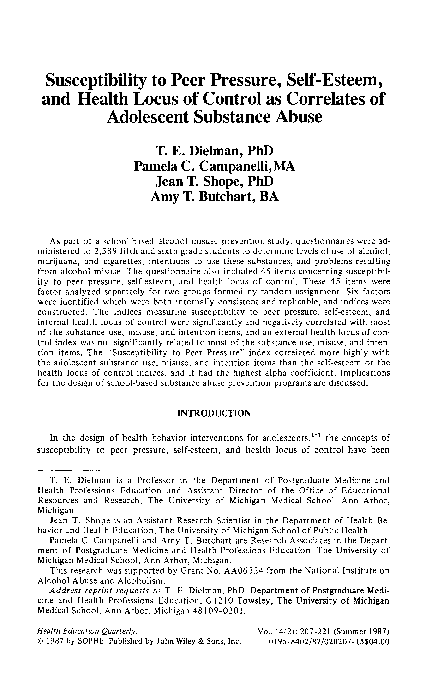 (PDF) locus of control and self esteem on drug use