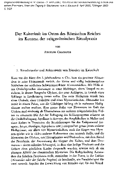 (PDF) Der Kaiserkult im Osten des Römischen Reiches im Kontext der ...
