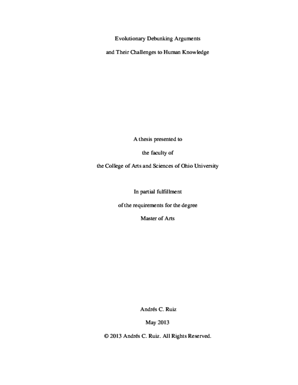 Evolutionary debunking thesis image