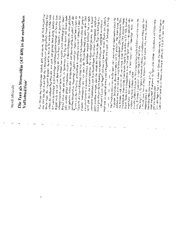 Die Frau als Werwölfin (AT 409) in der estnischen Volkstradition