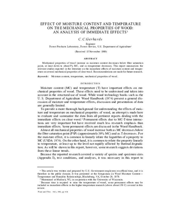 (PDF) Effect of moisture content and temperature on the mechanical ...
