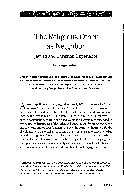 (PDF) The Religious Other as Neighbor