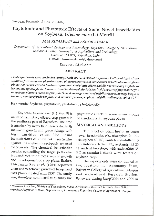 (PDF) Phytotonic and phytotoxic effects of some novel insecticides on ...