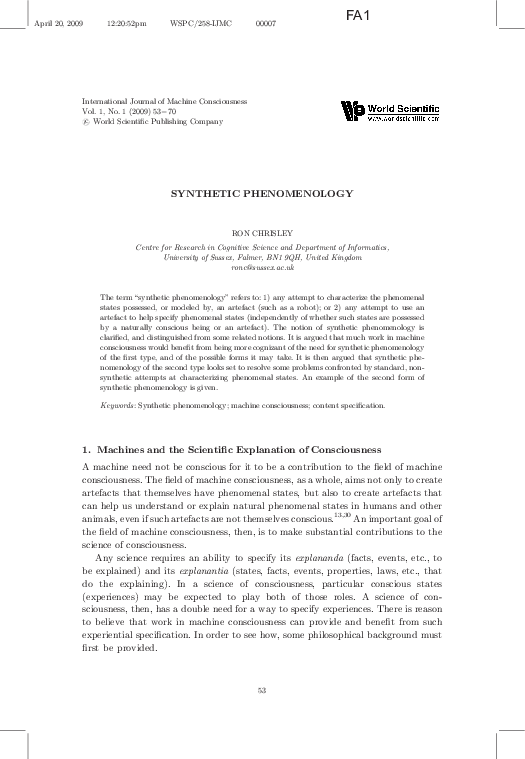PDF) Synthetic phenomenology