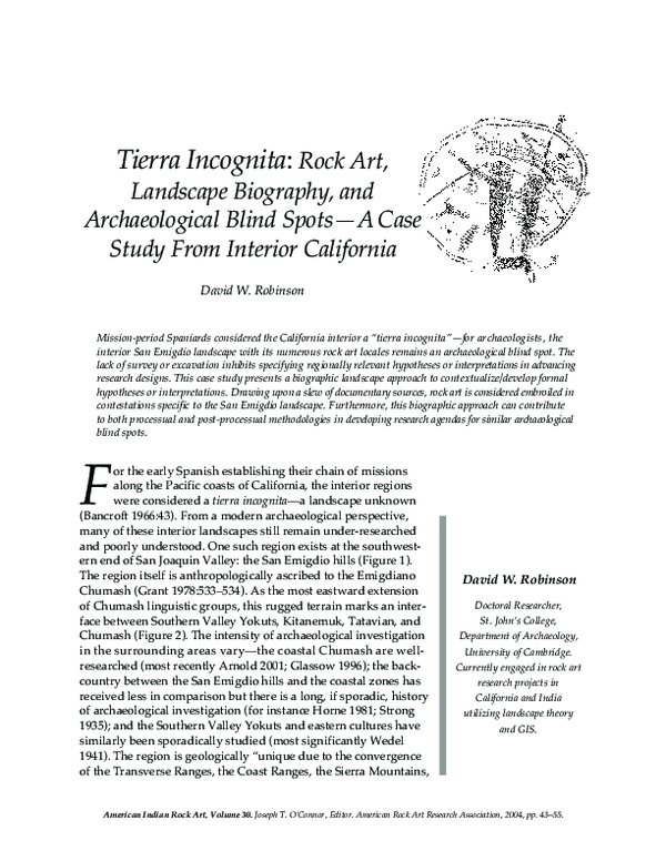 (PDF) Robinson, David. 2004. Tierra Incognita: rock art, landscape ...