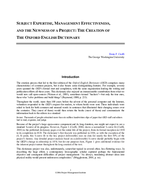 (PDF) SUBJECT EXPERTISE, MANAGEMENT EFFECTIVENESS, AND THE NEWNESS OF A