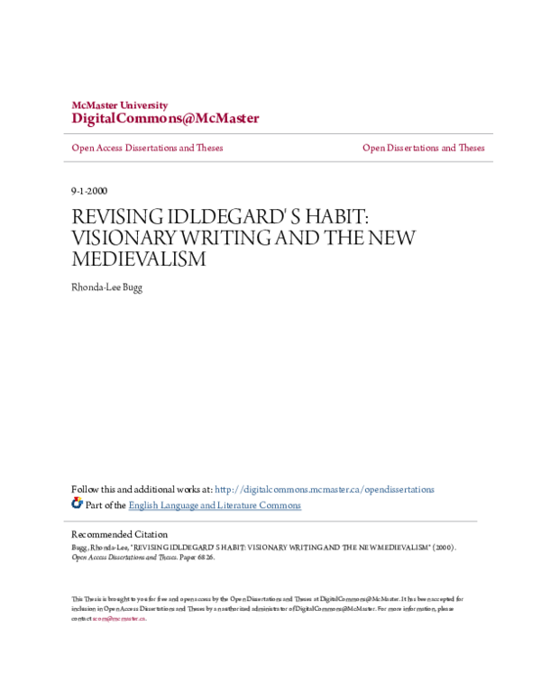 REVISING HILDEGARD'S HABIT: VISIONARY WRITING AND THE NEW MEDIEVALISM