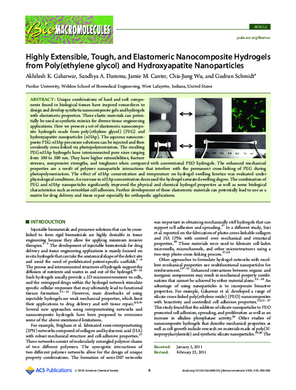 (PDF) Highly extensible, tough, and elastomeric hydrogels