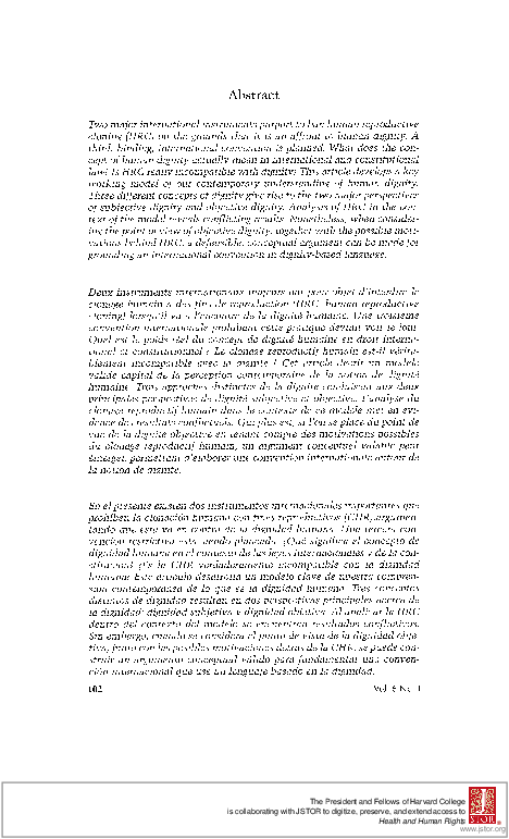 (PDF) HUMAN DIGNITY AND HUMAN REPRODUCTIVE CLONING