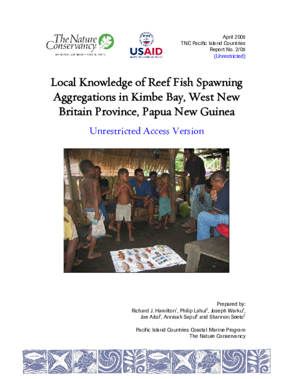 (PDF) Local Knowledge of Reef Fish Spawning Aggregations in Kimbe Bay ...