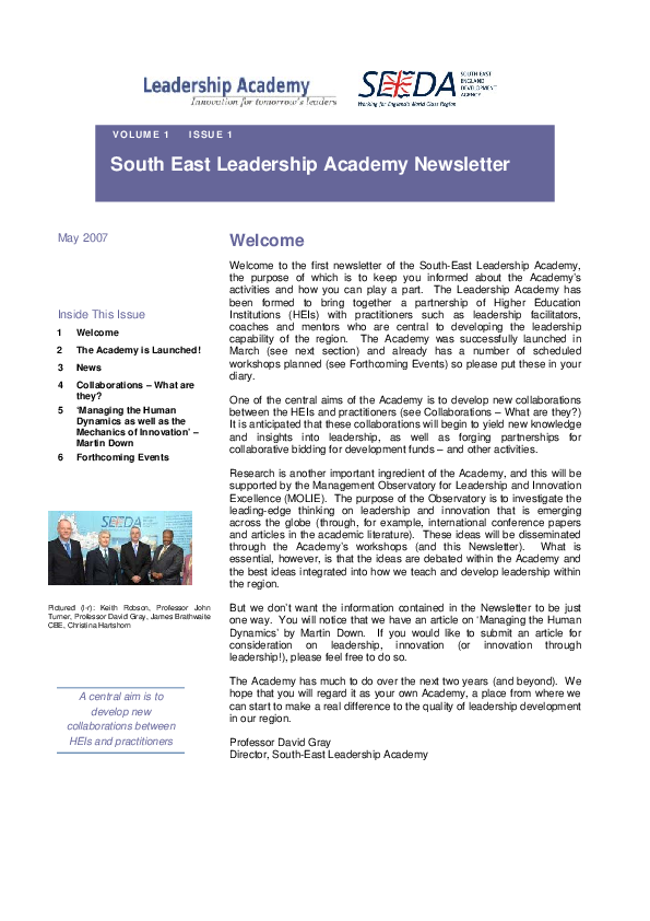 (PDF) Leadership Academy Newsletter 1/1