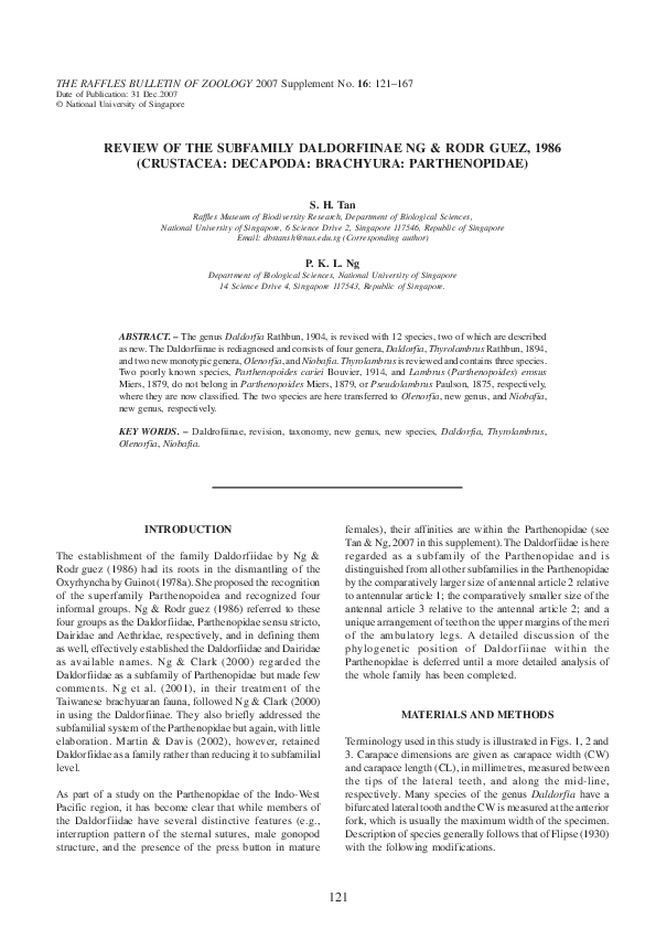Pdf Review Of The Subfamily Daldorfiinae Ng Rodriguez - 