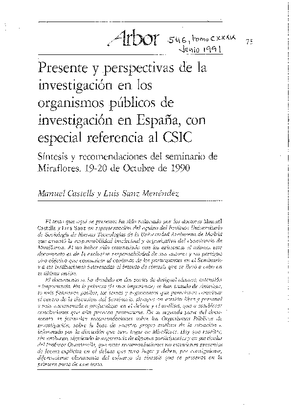  PDF Castells Manuel Luis Sanz Menendez 1991 Presente Y 
