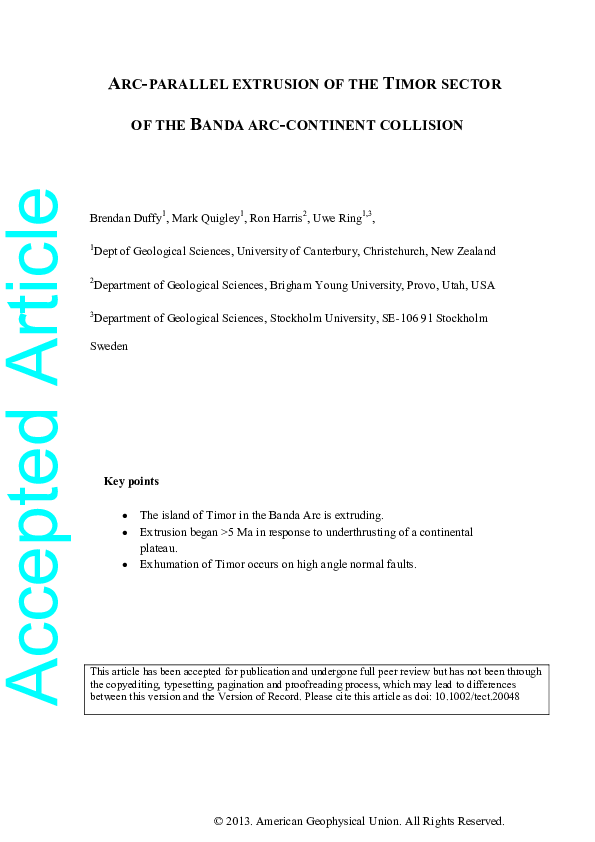 (PDF) Arc-parallel extrusion of the Timor sector of the banda arc ...