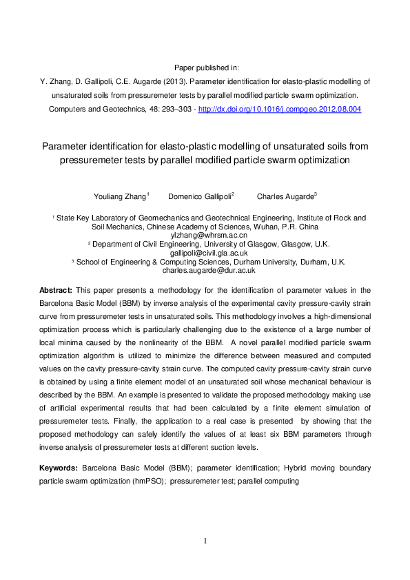 (PDF) Parameter identification for elasto-plastic modelling of ...