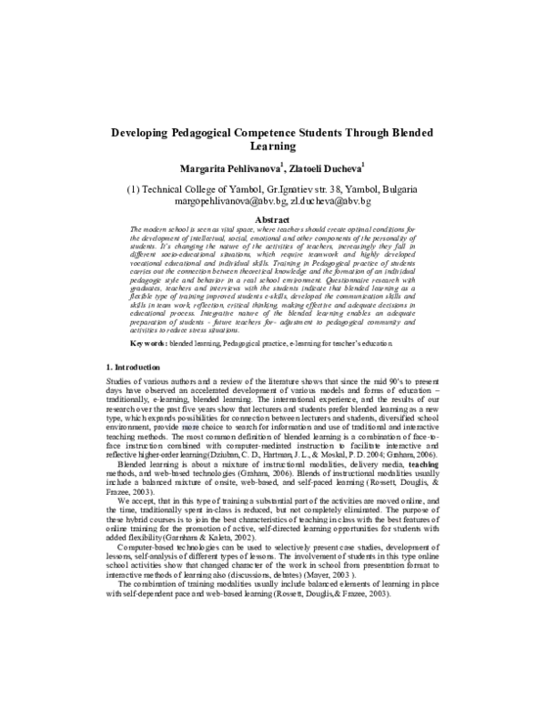 (PDF) Developing Pedagogical Competence Students Through Blended Learning