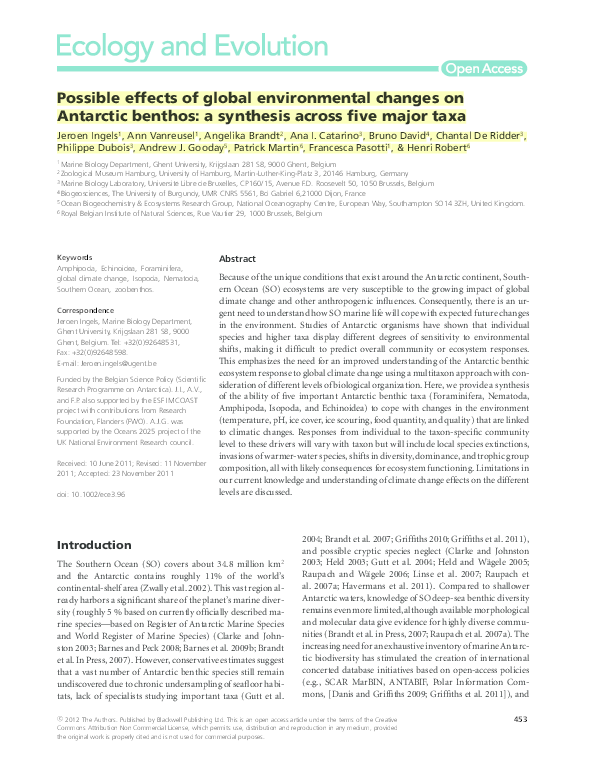 Pdf Possible Effects Of Global Environmental Changes On Antarctic