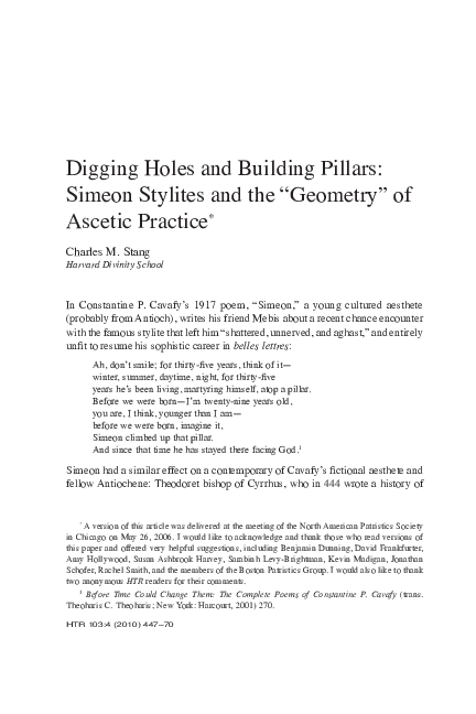 (PDF) Digging Holes and Building Pillars: Simeon Stylites and the ...