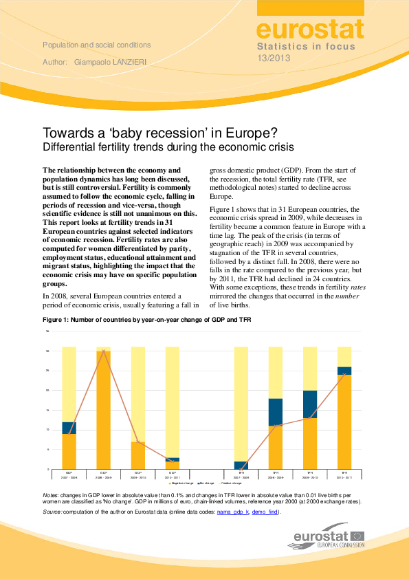 (PDF) Towards a ‘baby recession’ in Europe? - Differential fertility ...