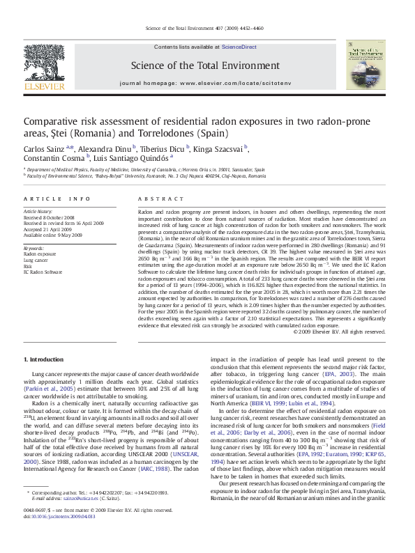 (PDF) Comparative risk assessment of residential radon exposures in two ...