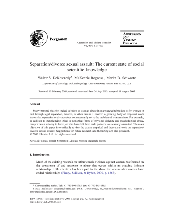 (PDF) Separation/divorce sexual assault The current state of social