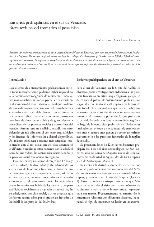 Articulo_Entierros prehispánicos en el sur de Veracruz. Breve revisión del formativo al posclásico