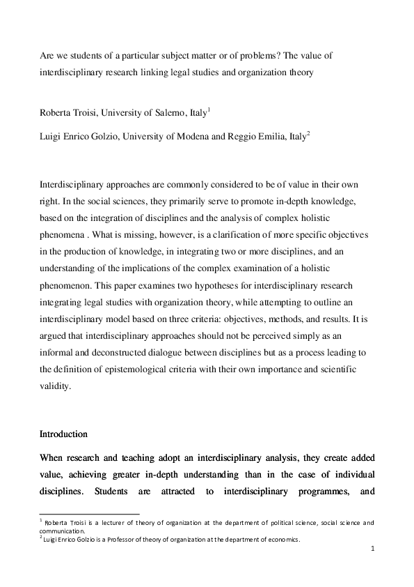 (DOC) interdisciplinarity