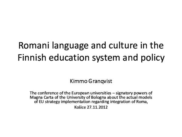 (PDF) Romani language and culture in the Finnish education system and ...