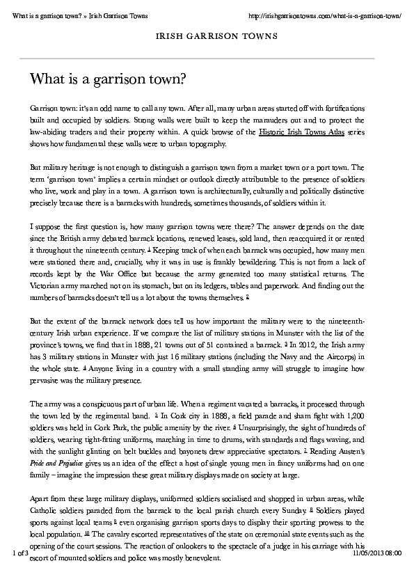 (PDF) What is a garrison town? Aoife Bhreatnach Academia.edu