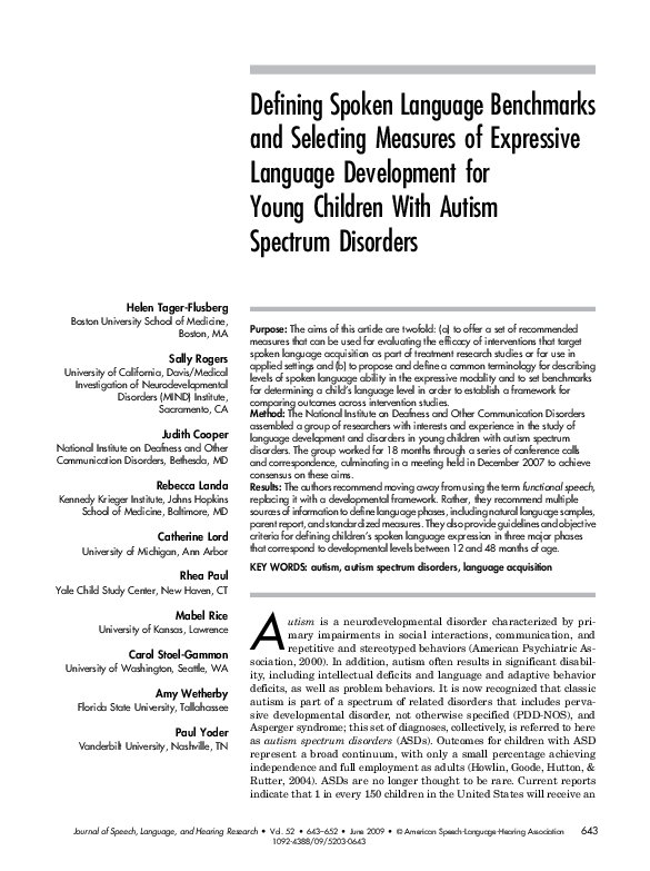 (PDF) Defining Spoken Language Benchmarks and Selecting Measures of ...