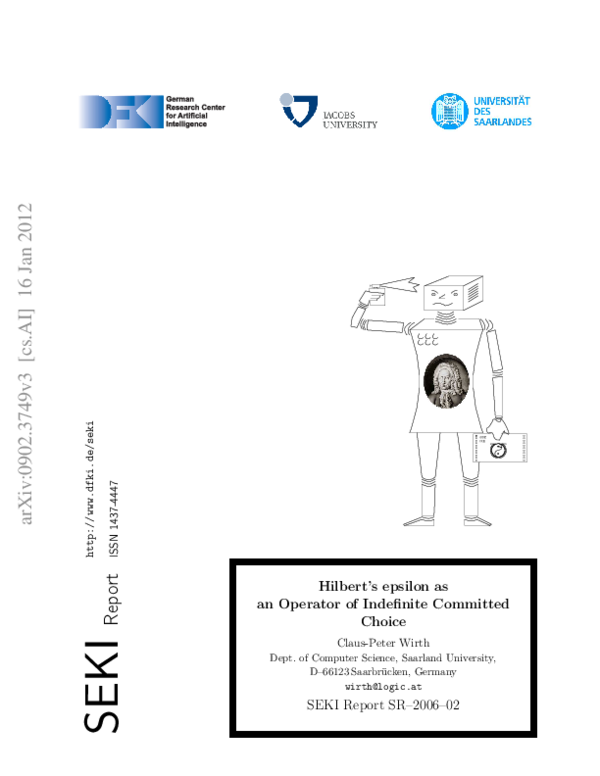(PDF) Hilbert's epsilon as an Operator of Indefinite Committed Choice