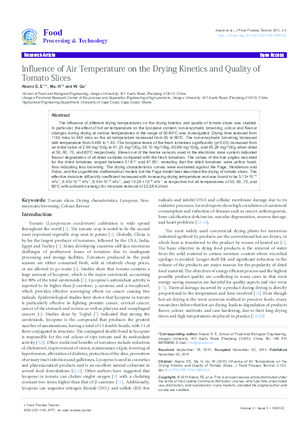 (PDF) Influence of Air temperature on the Drying Kinetics and Quality ...