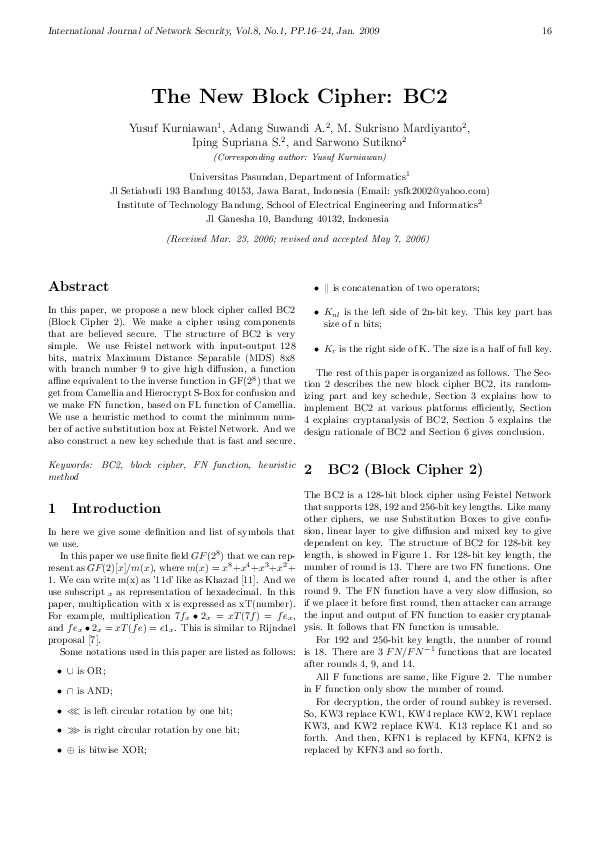 (PDF) The New Block Cipher: BC2