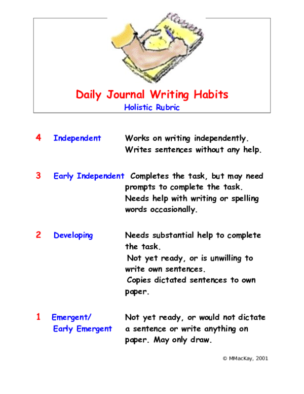 (DOC) Daily Journal Writing Habits Rubric Mary MacKay Academia.edu