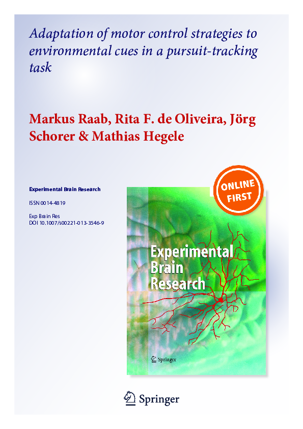 (PDF) Adaptation of motor control strategies to environmental cues in a ...
