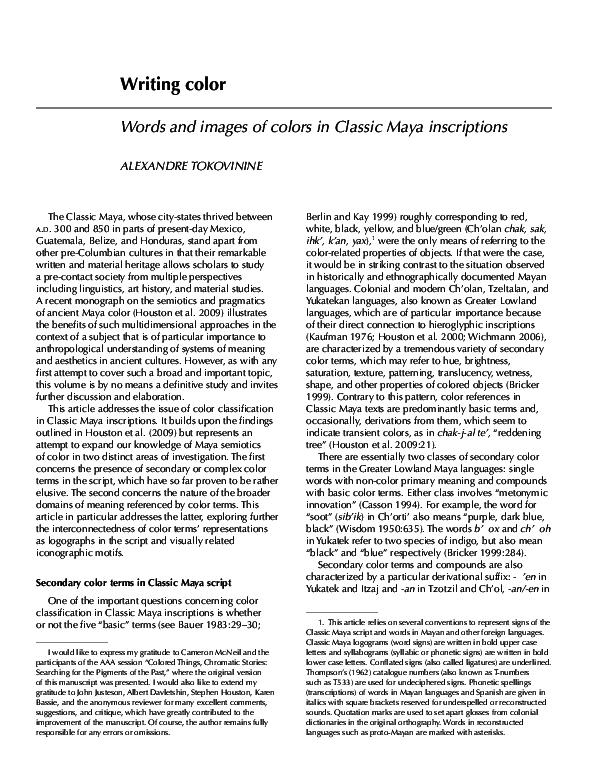 Pdf Writing Color Words And Images Of Colors In Classic