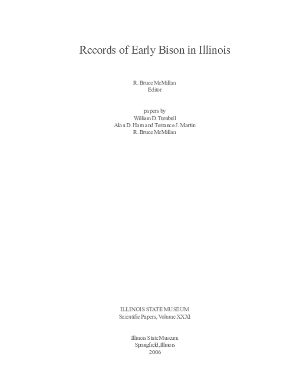 Records of Early Bison in Illinois