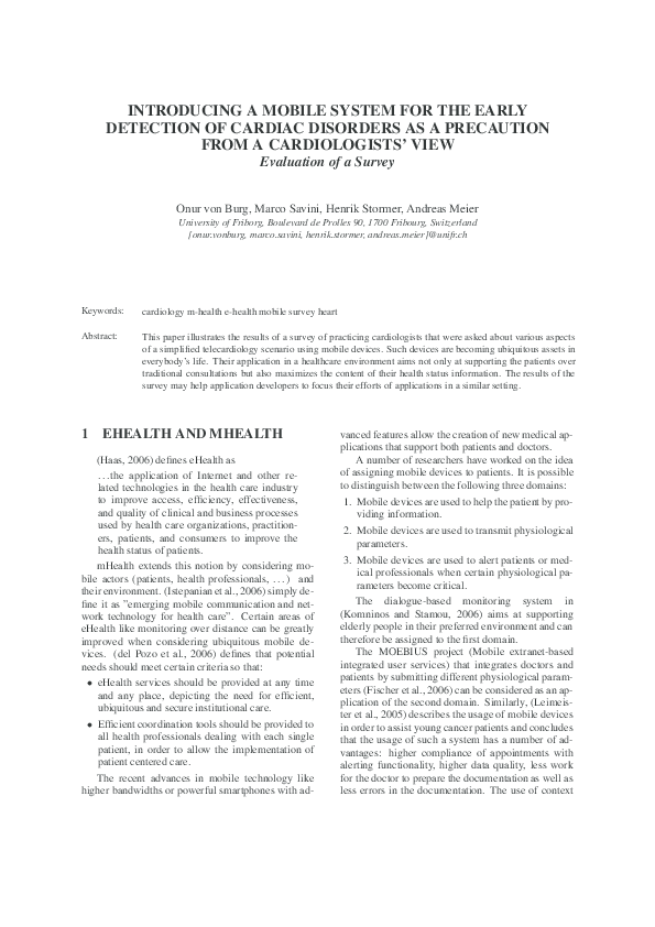(PDF) Introducing a Mobile System for the Early Detection of Cardiac ...