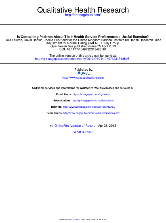 (PDF) Is Consulting Patients About Their Health Service Preferences a ...