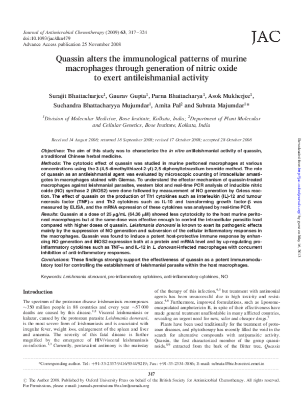 (PDF) Quassin alters the immunological patterns of murine macrophages ...