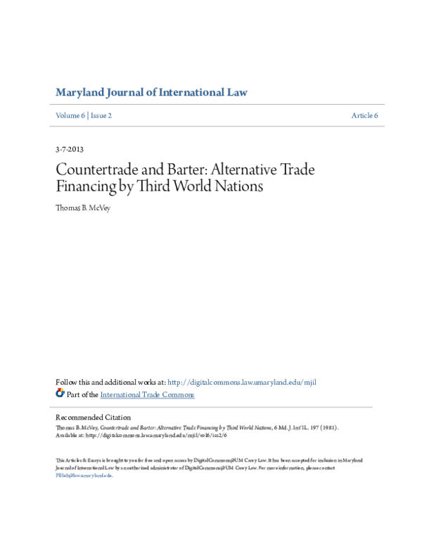 (PDF) Countertrade and barter: Alternative trade financing by Third ...