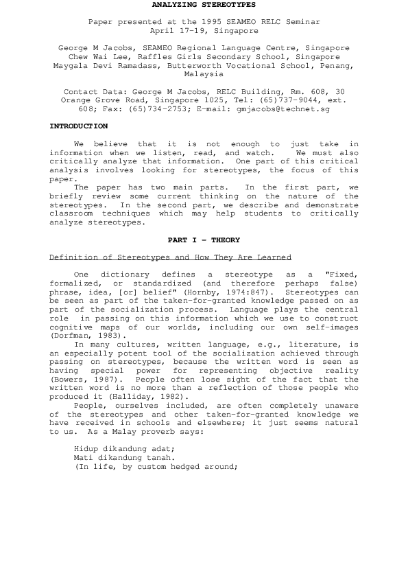 (DOC) Analyzing stereotypes