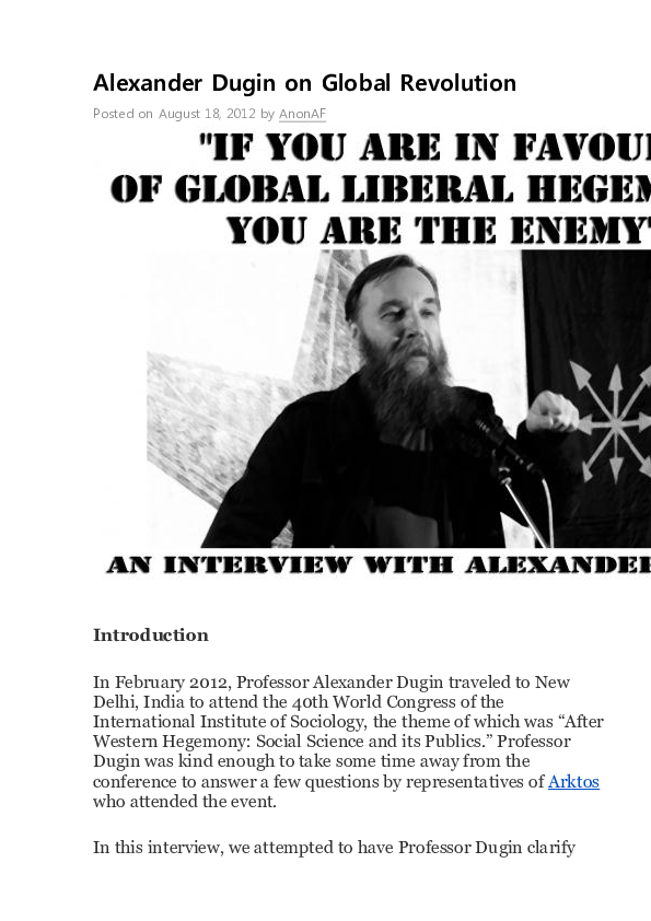 First page of “The Eurasian Idea”