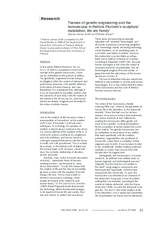 (PDF) Themes of genetic engineering and the homunculus in Patricia ...