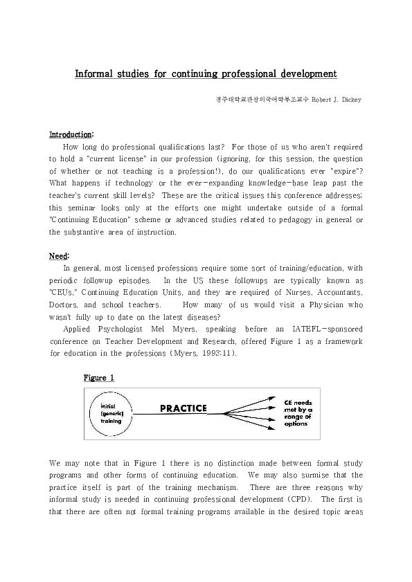  PDF Informal Studies For Continuing Professional Development Robert Dickey Academia edu
